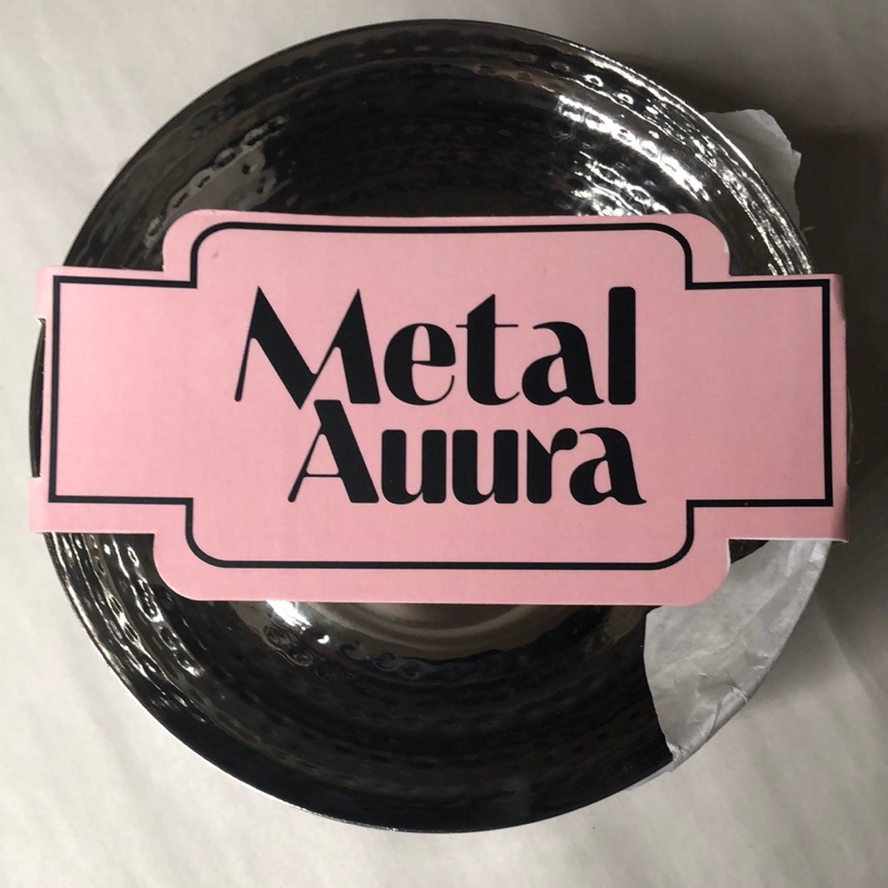 METAL AUURA, New, 2 Bowl Set, Silver, Hammered